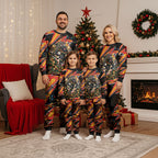 Personalized Penrith Panthers Rugby Christmas Pajama Set Holiday Mascot Graphic Art Festive Lights Bow