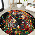 Personalized Penrith Panthers Rugby Christmas Round Carpet Holiday Mascot Graphic Art Festive Lights Bow