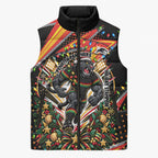 Personalized Penrith Panthers Rugby Christmas Sleeveless Puffer Jacket Holiday Mascot Graphic Art Festive Lights Bow