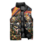 Personalized Penrith Panthers Rugby Christmas Sleeveless Puffer Jacket Holiday Mascot Graphic Art Festive Lights Bow