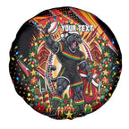 Personalized Penrith Panthers Rugby Christmas Spare Tire Cover Holiday Mascot Graphic Art Festive Lights Bow