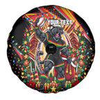 Personalized Penrith Panthers Rugby Christmas Spare Tire Cover Holiday Mascot Graphic Art Festive Lights Bow