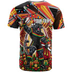 Personalized Penrith Panthers Rugby Christmas T Shirt Holiday Mascot Graphic Art Festive Lights Bow