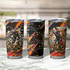 Personalized Penrith Panthers Rugby Christmas Tumbler Cup Holiday Mascot Graphic Art Festive Lights Bow