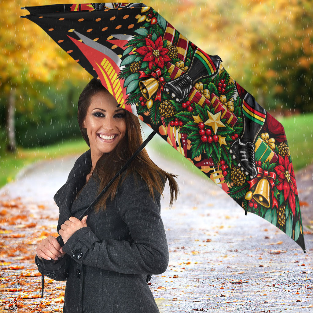 Personalized Penrith Panthers Rugby Christmas Umbrella Holiday Mascot Graphic Art Festive Lights Bow