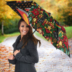 Personalized Penrith Panthers Rugby Christmas Umbrella Holiday Mascot Graphic Art Festive Lights Bow