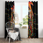 Personalized Penrith Panthers Rugby Christmas Window Curtain Holiday Mascot Graphic Art Festive Lights Bow