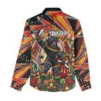 Personalized Penrith Panthers Rugby Christmas Women Casual Shirt Holiday Mascot Graphic Art Festive Lights Bow