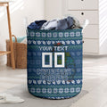 Personalized Canberra Raiders Christmas Laundry Basket Australian Rugby Fans - Pixelated Ugly Xmas Pattern Mascot Santa