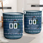 Personalized Canberra Raiders Christmas Laundry Basket Australian Rugby Fans - Pixelated Ugly Xmas Pattern Mascot Santa