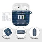 Personalized Canberra Raiders Christmas AirPods Case Australian Rugby Fans - Pixelated Ugly Xmas Pattern Mascot Santa