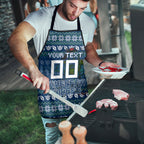 Personalized Canberra Raiders Christmas Apron Australian Rugby Fans - Pixelated Ugly Xmas Pattern Mascot Santa
