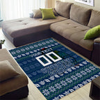 Personalized Canberra Raiders Christmas Area Rug Australian Rugby Fans - Pixelated Ugly Xmas Pattern Mascot Santa
