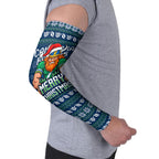 Personalized Canberra Raiders Christmas Arm Sleeves Australian Rugby Fans - Pixelated Ugly Xmas Pattern Mascot Santa