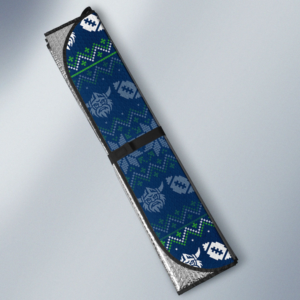 Personalized Canberra Raiders Christmas Auto Sun Shade Australian Rugby Fans - Pixelated Ugly Xmas Pattern Mascot Santa
