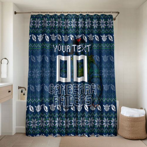 Personalized Canberra Raiders Christmas Bathroom Set Australian Rugby Fans - Pixelated Ugly Xmas Pattern Mascot Santa