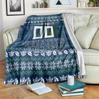 Personalized Canberra Raiders Christmas Blanket Australian Rugby Fans - Pixelated Ugly Xmas Pattern Mascot Santa