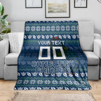 Personalized Canberra Raiders Christmas Blanket Australian Rugby Fans - Pixelated Ugly Xmas Pattern Mascot Santa