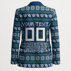 Personalized Canberra Raiders Christmas Blazer Australian Rugby Fans - Pixelated Ugly Xmas Pattern Mascot Santa