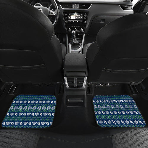 Personalized Canberra Raiders Christmas Car Mats Australian Rugby Fans - Pixelated Ugly Xmas Pattern Mascot Santa