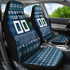 Personalized Canberra Raiders Christmas Car Seat Cover Australian Rugby Fans - Pixelated Ugly Xmas Pattern Mascot Santa