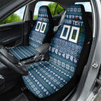 Personalized Canberra Raiders Christmas Car Seat Cover Australian Rugby Fans - Pixelated Ugly Xmas Pattern Mascot Santa