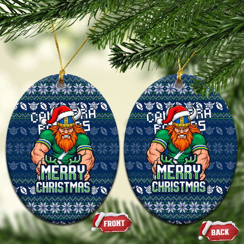 Canberra Raiders Christmas Ceramic Ornament Australian Rugby Fans - Pixelated Ugly Xmas Pattern Mascot Santa
