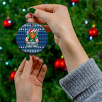 Canberra Raiders Christmas Ceramic Ornament Australian Rugby Fans - Pixelated Ugly Xmas Pattern Mascot Santa