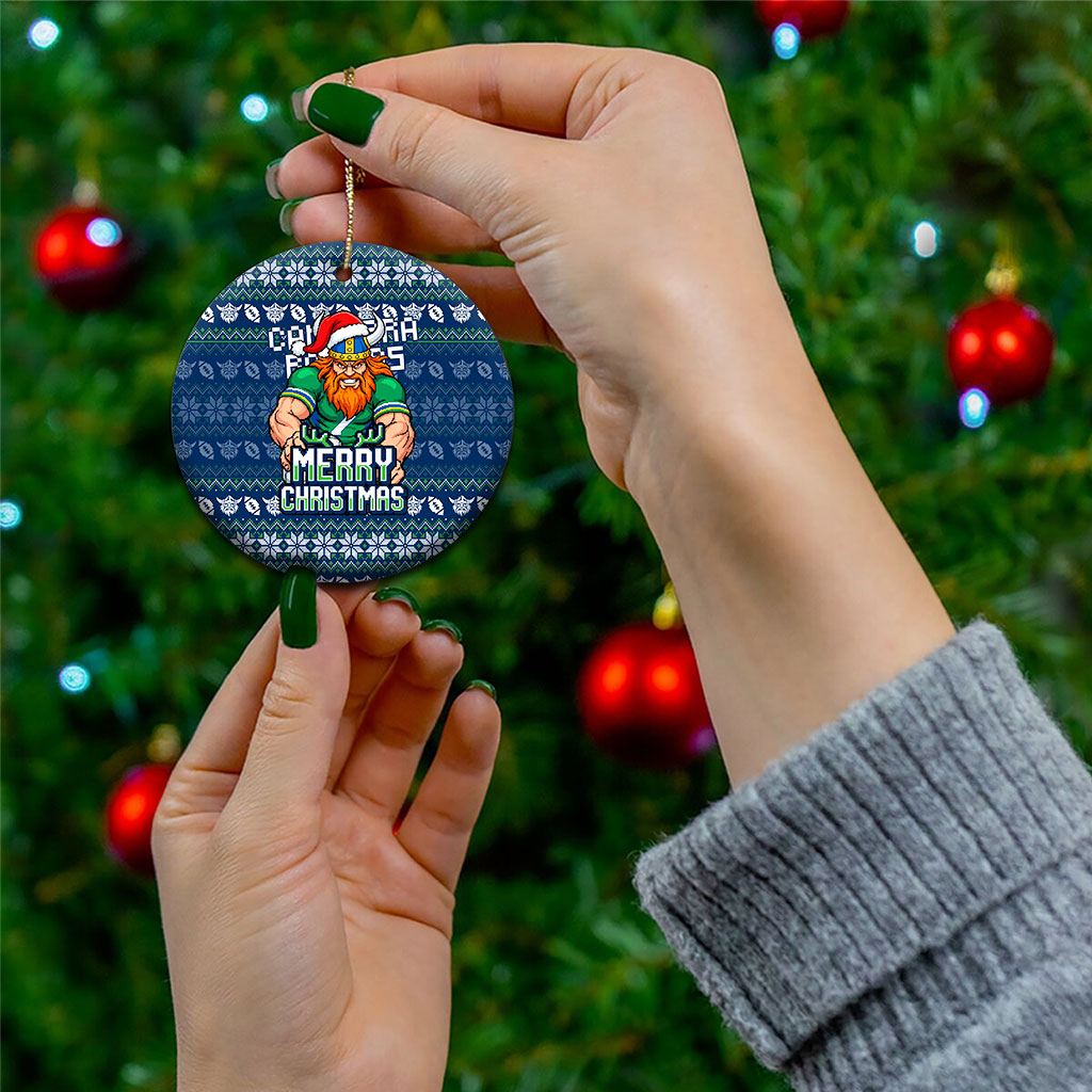 Canberra Raiders Christmas Ceramic Ornament Australian Rugby Fans - Pixelated Ugly Xmas Pattern Mascot Santa