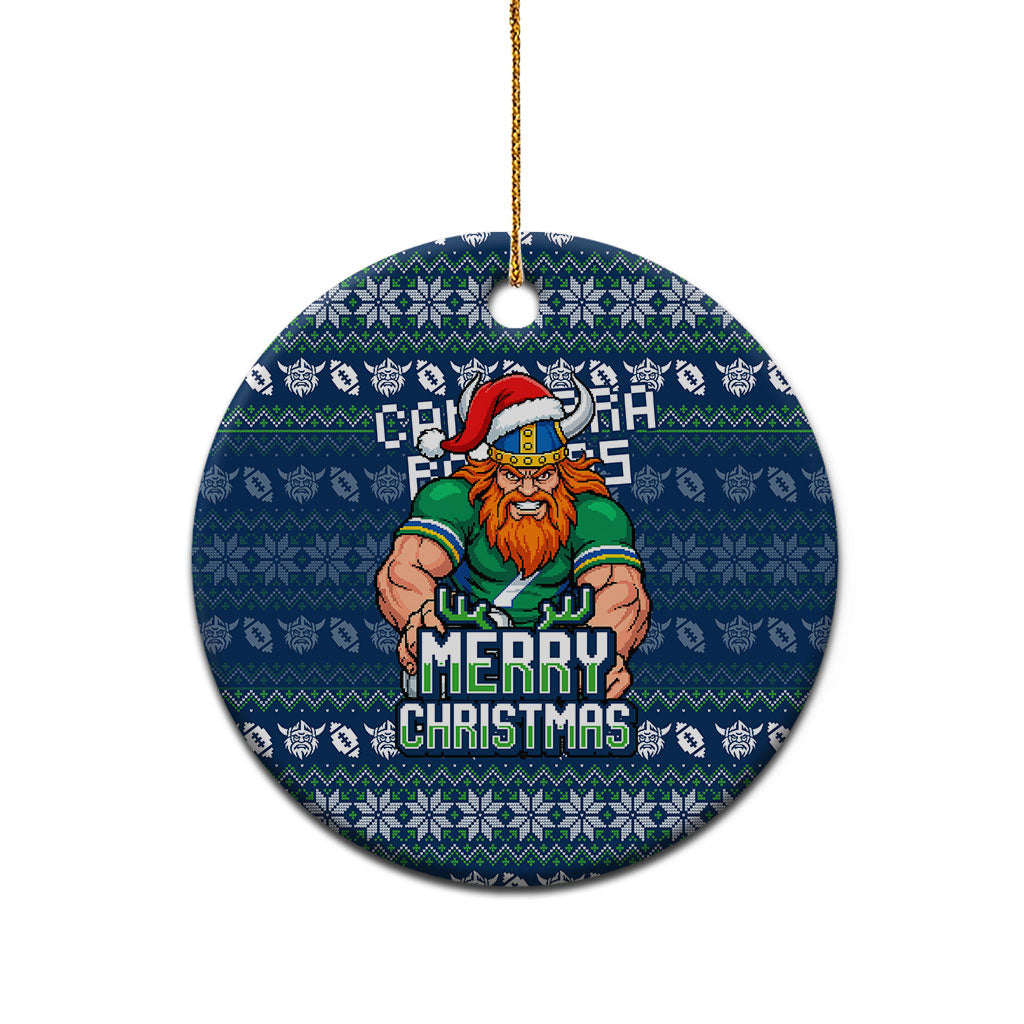 Canberra Raiders Christmas Ceramic Ornament Australian Rugby Fans - Pixelated Ugly Xmas Pattern Mascot Santa