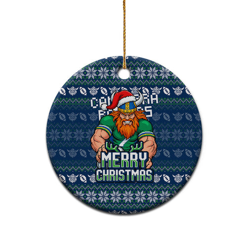Canberra Raiders Christmas Ceramic Ornament Australian Rugby Fans - Pixelated Ugly Xmas Pattern Mascot Santa