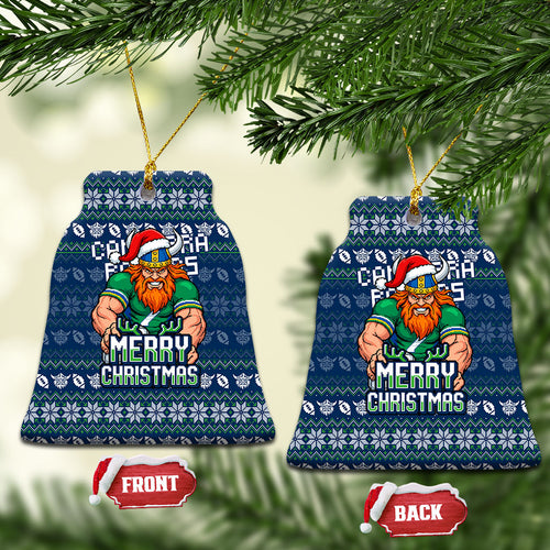 Canberra Raiders Christmas Ceramic Ornament Australian Rugby Fans - Pixelated Ugly Xmas Pattern Mascot Santa