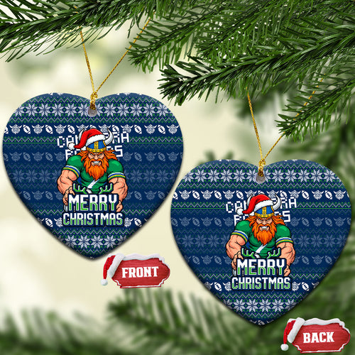 Canberra Raiders Christmas Ceramic Ornament Australian Rugby Fans - Pixelated Ugly Xmas Pattern Mascot Santa