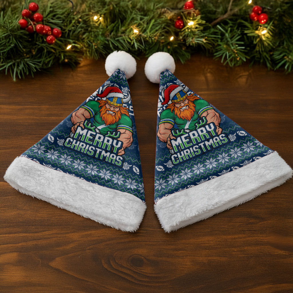 Canberra Raiders Christmas Santa Hat Australian Rugby Fans - Pixelated Ugly Xmas Pattern Mascot Santa