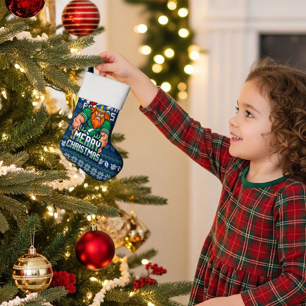 Canberra Raiders Christmas Stocking Australian Rugby Fans - Pixelated Ugly Xmas Pattern Mascot Santa