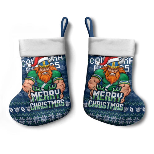 Canberra Raiders Christmas Stocking Australian Rugby Fans - Pixelated Ugly Xmas Pattern Mascot Santa