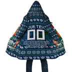 Personalized Canberra Raiders Christmas Cloak Australian Rugby Fans - Pixelated Ugly Xmas Pattern Mascot Santa