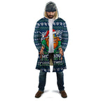 Personalized Canberra Raiders Christmas Cloak Australian Rugby Fans - Pixelated Ugly Xmas Pattern Mascot Santa