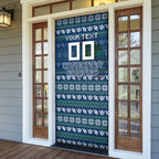 Personalized Canberra Raiders Christmas Door Cover Australian Rugby Fans - Pixelated Ugly Xmas Pattern Mascot Santa