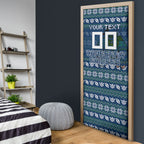 Personalized Canberra Raiders Christmas Door Cover Australian Rugby Fans - Pixelated Ugly Xmas Pattern Mascot Santa