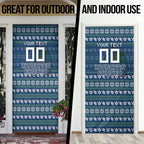 Personalized Canberra Raiders Christmas Door Cover Australian Rugby Fans - Pixelated Ugly Xmas Pattern Mascot Santa