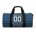 Personalized Canberra Raiders Christmas Duffle Bag Australian Rugby Fans - Pixelated Ugly Xmas Pattern Mascot Santa