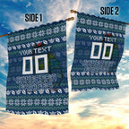 Personalized Canberra Raiders Christmas Garden Flag Australian Rugby Fans - Pixelated Ugly Xmas Pattern Mascot Santa