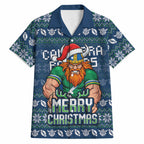 Personalized Canberra Raiders Christmas Hawaiian Shirt Australian Rugby Fans - Pixelated Ugly Xmas Pattern Mascot Santa