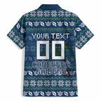 Personalized Canberra Raiders Christmas Hawaiian Shirt Australian Rugby Fans - Pixelated Ugly Xmas Pattern Mascot Santa