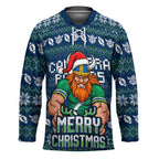 Personalized Canberra Raiders Christmas Hockey Jersey Australian Rugby Fans - Pixelated Ugly Xmas Pattern Mascot Santa