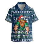 Personalized Canberra Raiders Christmas Kid Hawaiian Shirt Australian Rugby Fans - Pixelated Ugly Xmas Pattern Mascot Santa