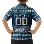 Personalized Canberra Raiders Christmas Kid Hawaiian Shirt Australian Rugby Fans - Pixelated Ugly Xmas Pattern Mascot Santa