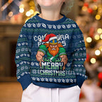 Personalized Canberra Raiders Christmas Kid Ugly Christmas Sweater Australian Rugby Fans - Pixelated Ugly Xmas Pattern Mascot Santa