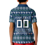 Personalized Canberra Raiders Christmas Kid Polo Shirt Australian Rugby Fans - Pixelated Ugly Xmas Pattern Mascot Santa